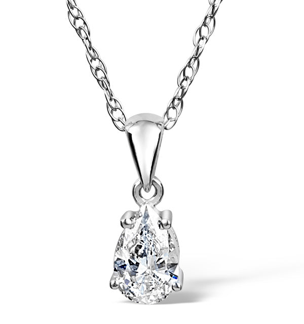Keira 18K White Gold Pear Shape Lab Diamond Pendant Necklace 0.50CT F/VS